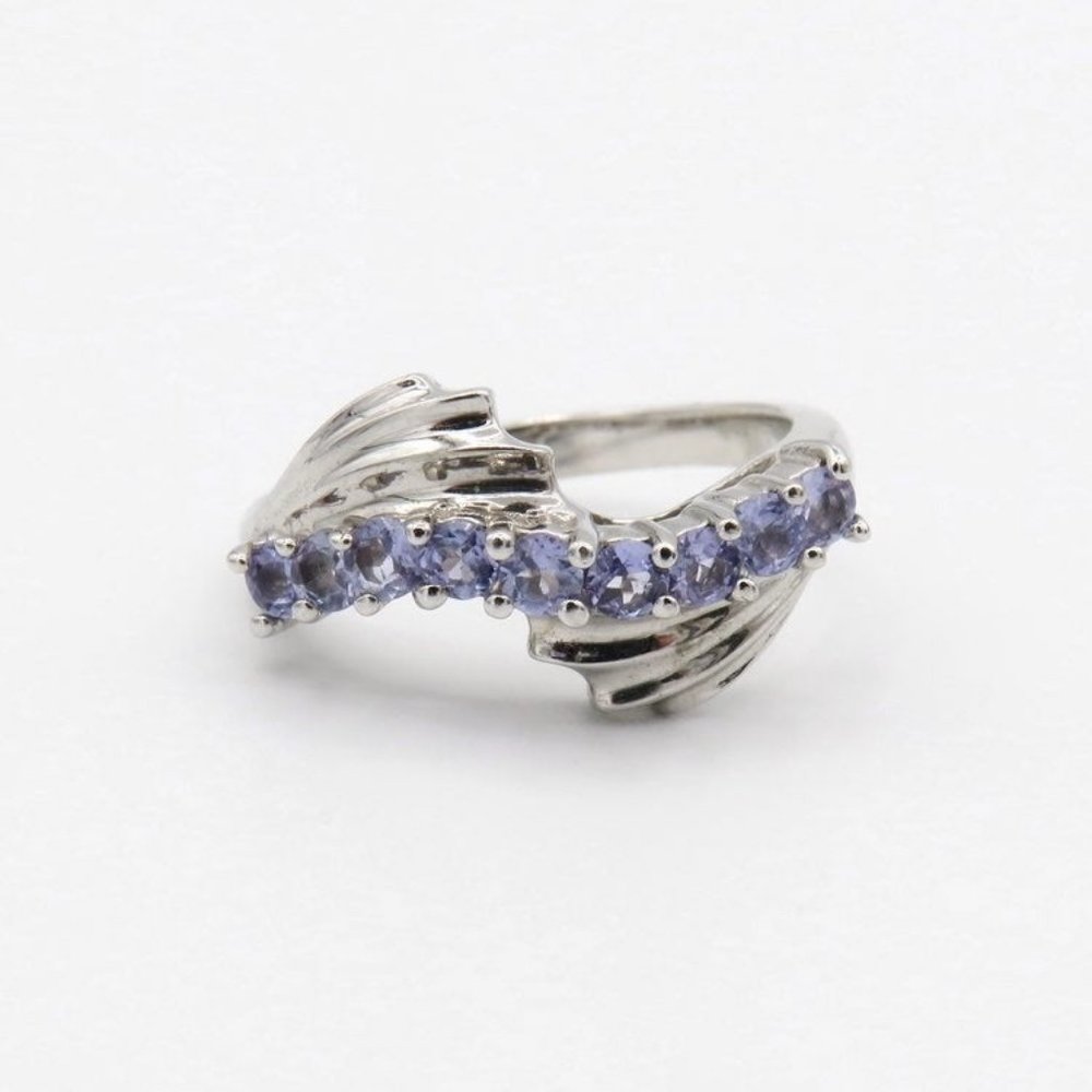 Tanzanite 14k White Gold Cocktail Ring Size 5.25